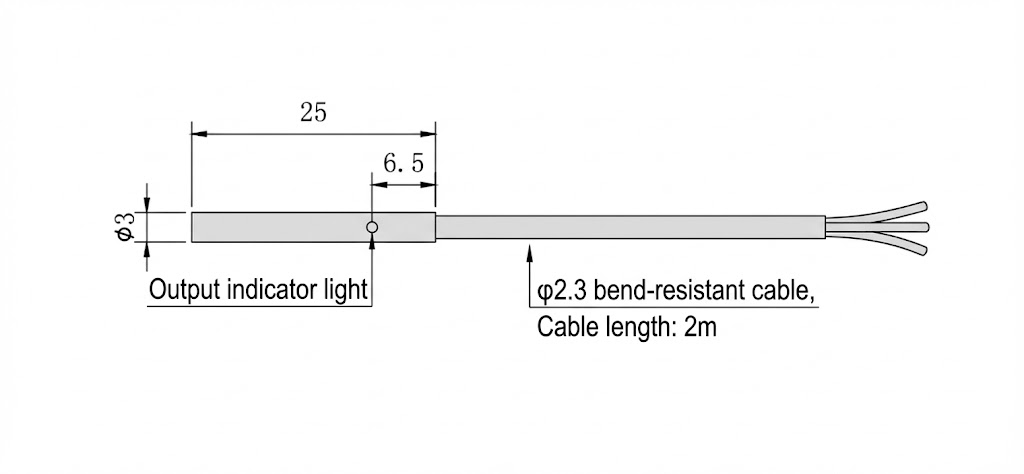 phi 3mm Ultra-Miniature Inductive Proximity Sensor - NPN Flush phi 3mm Ultra-Miniature Inductive Proximity Sensor - NPN Flush