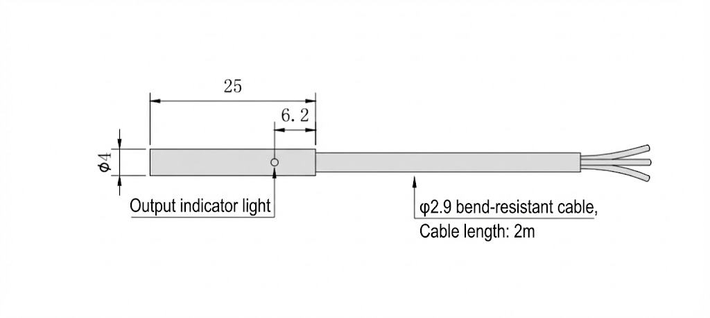 phi 4mm Miniature Inductive Proximity Sensor - NPN Flush phi 4mm Miniature Inductive Proximity Sensor - NPN Flush