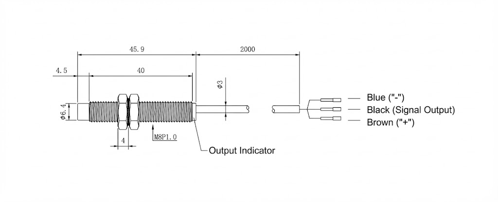 M8 Inductive Proximity Sensor - NPN NO/NC (Non-Flush) M8 Inductive Proximity Sensor - NPN NO/NC (Non-Flush)