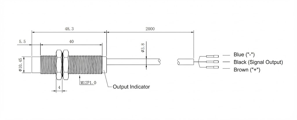 M12 Inductive Proximity Sensor - NPN NO/NC (Non-Flush) M12 Inductive Proximity Sensor - NPN NO/NC (Non-Flush)