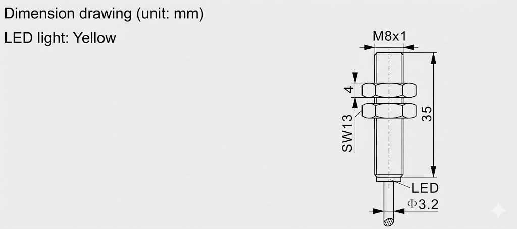 M8 Hall magnetic proximity sensor - NPN/PNP (all polarity)