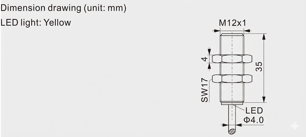 M12/L=35mm Hall effect magnetic proximity sensor - NPN/PNP (all polarity)