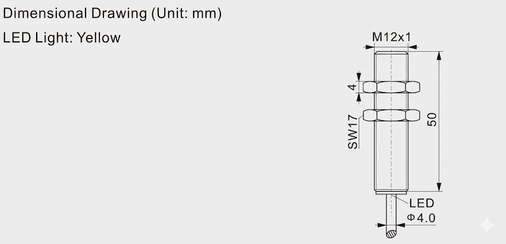 M12/L=50mm Hall effect magnetic proximity sensor - NPN/PNP (all polarity)