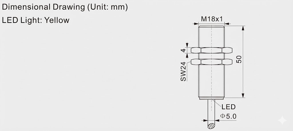 M18/L=50mm Hall effect magnetic proximity sensor - NPN/PNP (all polarity)